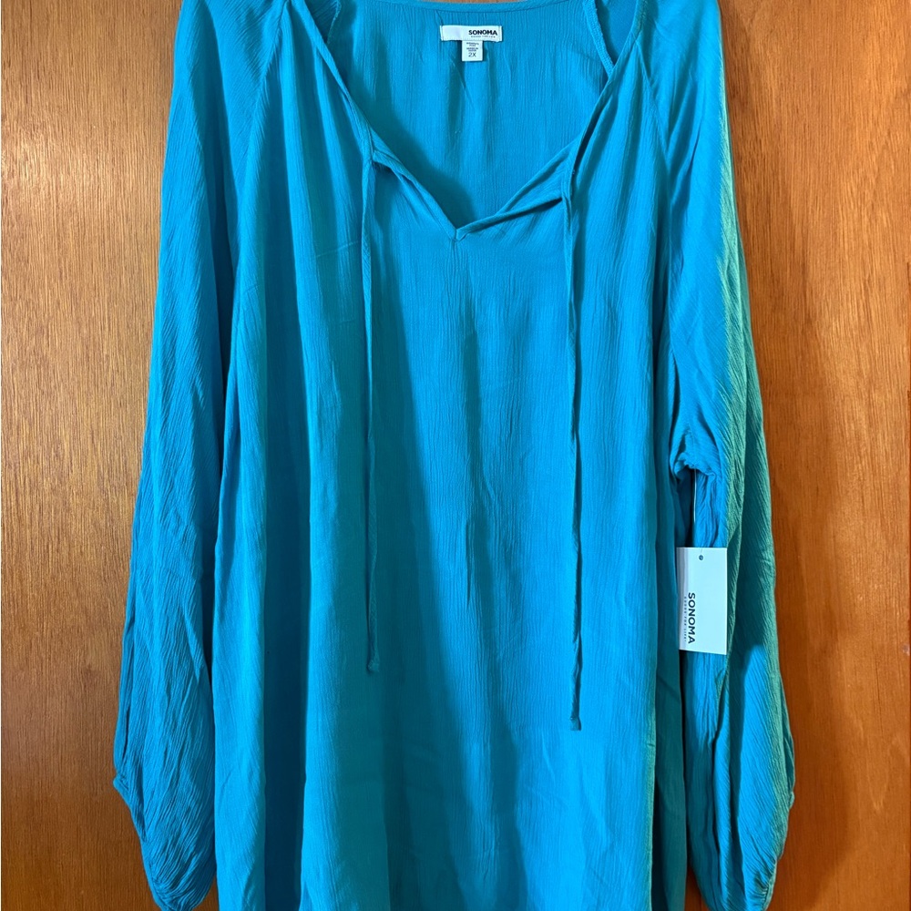 Sonoma Turquoise Women's Plus Blouse 2X NWT 🦋